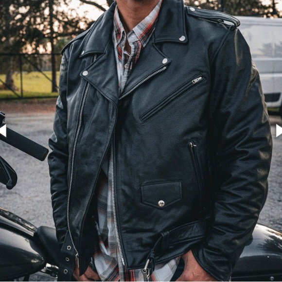 Brando - Mens Motorcycle Biker Leather Jacket, Size 40 - Picture 13 of 13